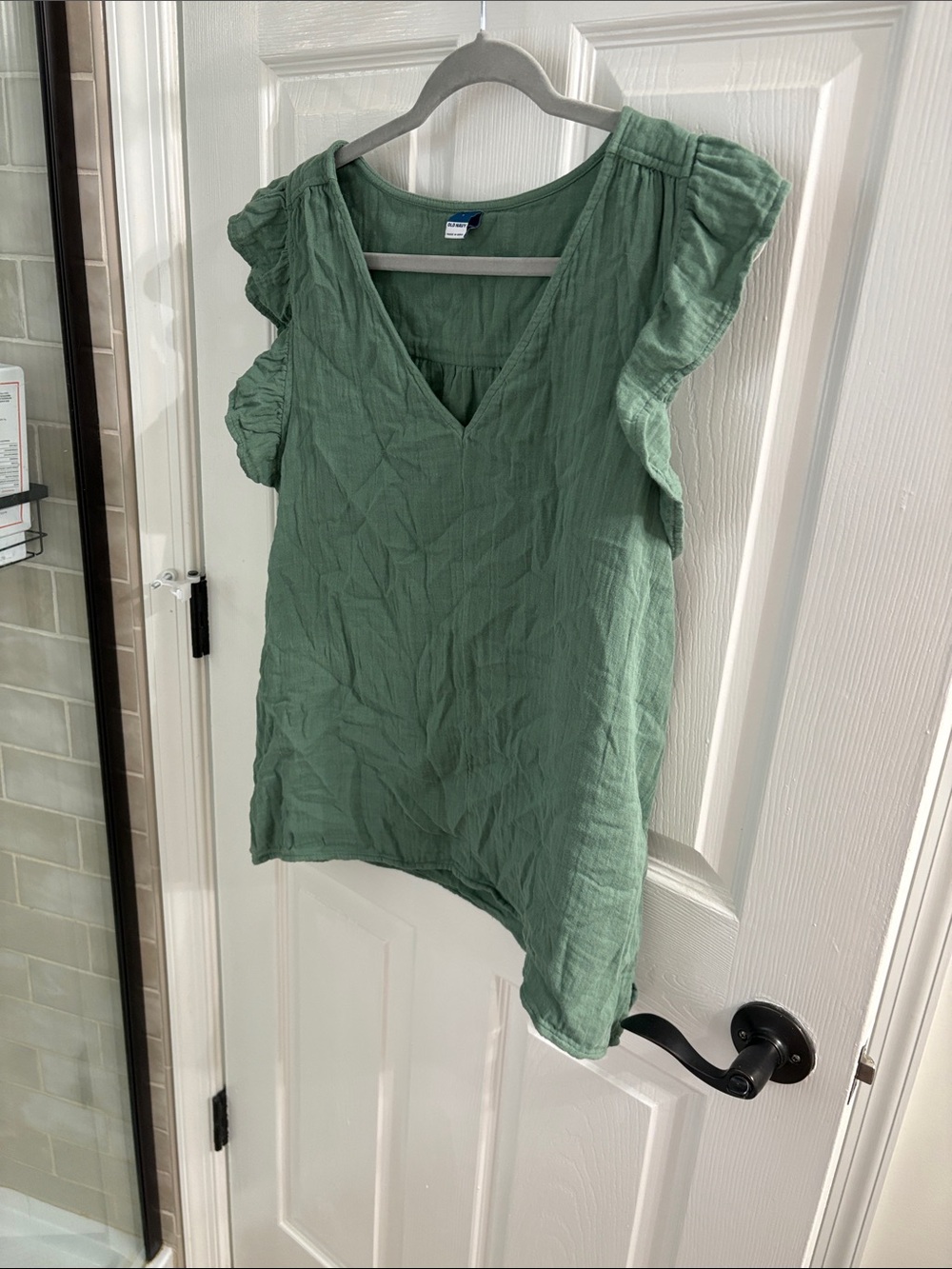 Old Navy Sage Green V-Neck Ruffle Sleeve Tank